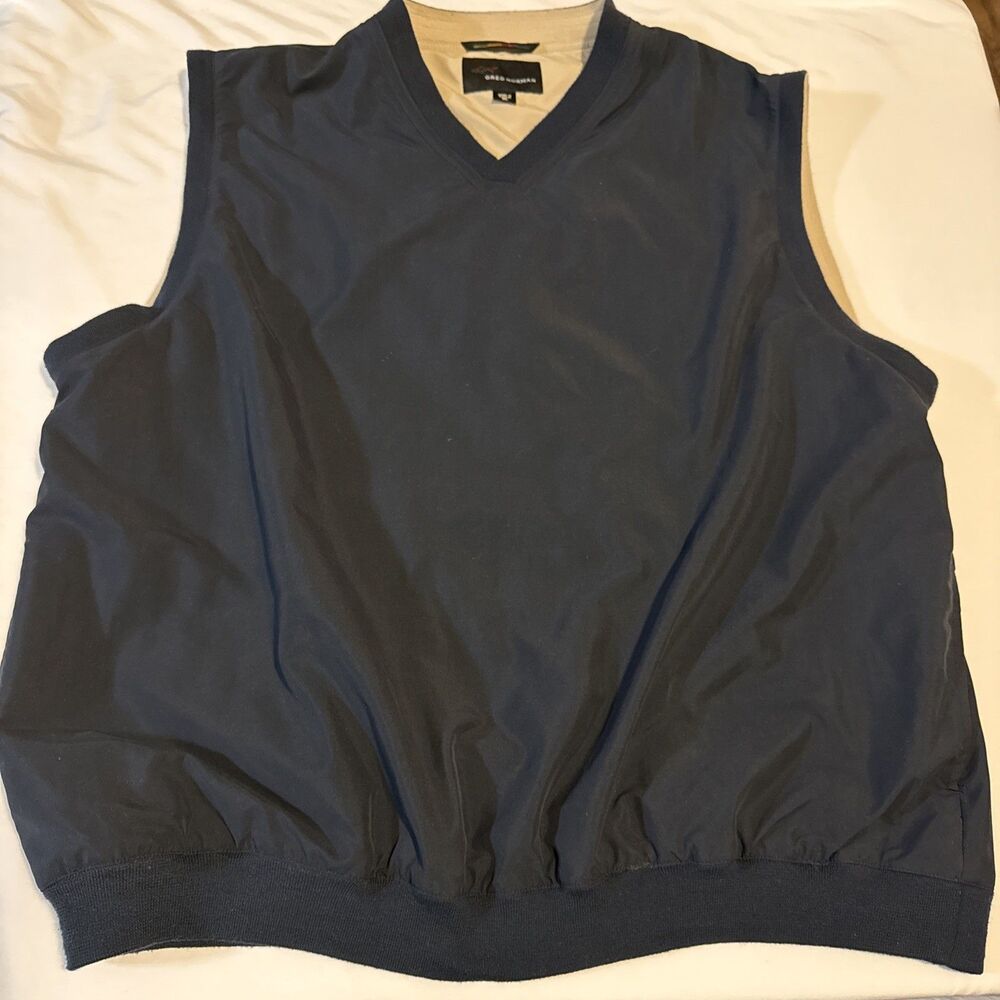 Greg Norman Golf Wind Breaker Vest Black Khaki With Pockets XL
